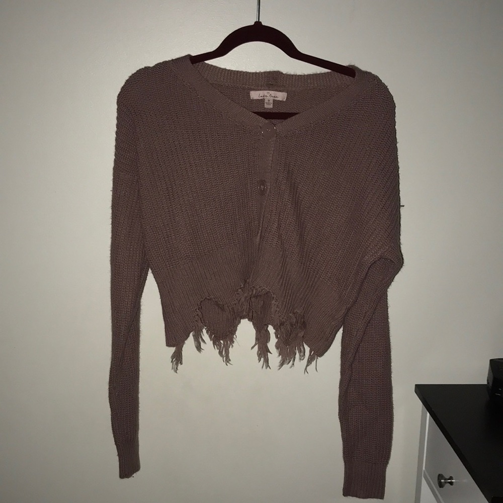 nude cropped sweater cardigan